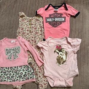 Harley-Davidson Pink and Floral Baby Apparel Set